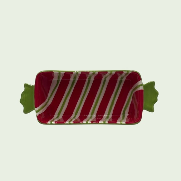 The Unbranded Brand Other - Christmas Candy Wrapper Loaf Pan Set of 2 Ceramic 8" X 3" AND 6" X 3"